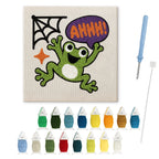 Ahhh Frog punch needle kit: finished canvas with threads, punch needle and threader