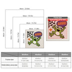 Size chart for square punch needle kits from 30 x 30 cm to 60 x 60 cm