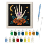 All-Seeing Bone Hand punch needle kit: finished canvas with threads, punch needle and threader