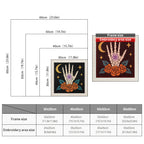 Size chart for square punch needle kits from 30 x 30 cm to 60 x 60 cm