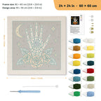All-Seeing Bone Hand punch needle kit, 24 × 24 in (60 × 60 cm): canvas size and kit contents