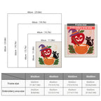 Size chart for square punch needle kits from 30 x 30 cm to 60 x 60 cm