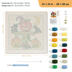 Apple Head Scarecrow punch needle kit, 24 × 24 in (60 × 60 cm): canvas size and kit contents