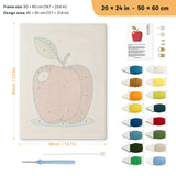 Apple on Blue punch needle kit, 20 × 24 in (50 × 60 cm): canvas size and kit contents