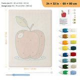 Apple on Blue punch needle kit, 24 × 32 in (60 × 80 cm): canvas size and kit contents