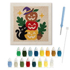 Apple Pumpkin Stack punch needle kit: finished canvas with threads, punch needle and threader