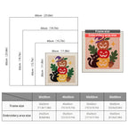 Size chart for square punch needle kits from 30 x 30 cm to 60 x 60 cm