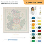 Apple Pumpkin Stack punch needle kit, 24 × 24 in (60 × 60 cm): canvas size and kit contents