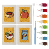 Apple Salad Jar mini punch needle kit set: four finished canvases with threads, punch needle and threader