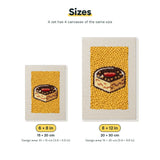Size chart for the two mini canvas sizes: 6 x 8 in and 8 x 12 in