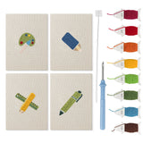 Art Class Palette mini punch needle kit set: four finished canvases with threads, punch needle and threader