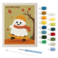 Autumn Ride Ghost punch needle kit: finished canvas with threads, punch needle and threader
