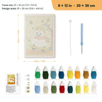 Autumn Ride Ghost punch needle kit, 8 × 12 in (20 × 30 cm): canvas size and kit contents