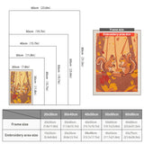 Size chart for punch needle kits from 20 x 30 cm to 60 x 80 cm