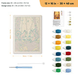 Autumn Squirrels punch needle kit, 12 × 16 in (30 × 40 cm): canvas size and kit contents