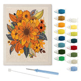 Autumn Sunflowers punch needle kit: finished canvas with threads, punch needle and threader