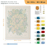Autumn Sunflowers punch needle kit, 24 × 32 in (60 × 80 cm): canvas size and kit contents