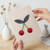 Hand holding a finished Avocado and Cherries mini canvas
