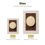Size chart for the two mini canvas sizes: 6 x 8 in and 8 x 12 in