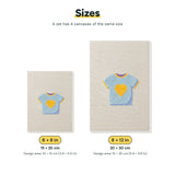 Size chart for the two mini canvas sizes: 6 x 8 in and 8 x 12 in