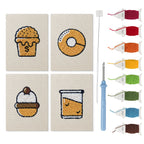 Bakery Treats mini punch needle kit set: four finished canvases with threads, punch needle and threader