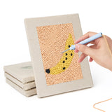 Hand punching one of the Banana and Radish mini canvases