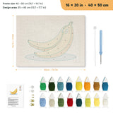 Banana Bunch punch needle kit, 16 × 20 in (40 × 50 cm): canvas size and kit contents