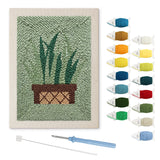 Basket Snake Plant punch needle kit: finished canvas with threads, punch needle and threader