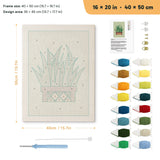 Basket Snake Plant punch needle kit, 16 × 20 in (40 × 50 cm): canvas size and kit contents