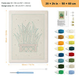 Basket Snake Plant punch needle kit, 20 × 24 in (50 × 60 cm): canvas size and kit contents