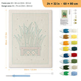 Basket Snake Plant punch needle kit, 24 × 32 in (60 × 80 cm): canvas size and kit contents