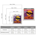 Size chart for square punch needle kits from 30 x 30 cm to 60 x 60 cm