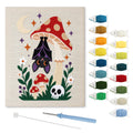 Bat Under a Toadstool punch needle kit: finished canvas with threads, punch needle and threader