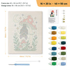 Bat Under a Toadstool punch needle kit, 16 × 20 in (40 × 50 cm): canvas size and kit contents