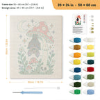 Bat Under a Toadstool punch needle kit, 20 × 24 in (50 × 60 cm): canvas size and kit contents