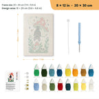 Bat Under a Toadstool punch needle kit, 8 × 12 in (20 × 30 cm): canvas size and kit contents