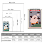 Size chart for punch needle kits from 20 x 30 cm to 60 x 80 cm