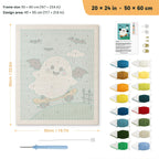 Bat Wing Ghost Skater punch needle kit, 20 × 24 in (50 × 60 cm): canvas size and kit contents