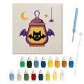 Bat Wing Lantern punch needle kit: finished canvas with threads, punch needle and threader