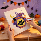 Punching the Bat Wing Lantern design with the punch needle