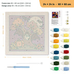 Bat Wing Tree punch needle kit, 24 × 24 in (60 × 60 cm): canvas size and kit contents