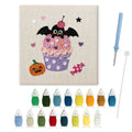 Batty Cupcake punch needle kit: finished canvas with threads, punch needle and threader