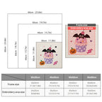 Size chart for square punch needle kits from 30 x 30 cm to 60 x 60 cm