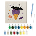 Batty Ice Cream punch needle kit: finished canvas with threads, punch needle and threader
