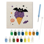 Batty Ice Cream punch needle kit: finished canvas with threads, punch needle and threader