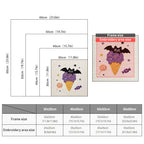 Size chart for square punch needle kits from 30 x 30 cm to 60 x 60 cm