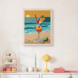 Finished Beach Cocktail punch needle canvas on a wall