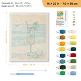 Beach Cocktail punch needle kit, 16 × 20 in (40 × 50 cm): canvas size and kit contents
