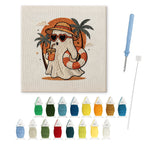 Beach Day Ghost punch needle kit: finished canvas with threads, punch needle and threader