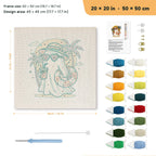 Beach Day Ghost punch needle kit, 20 × 20 in (50 × 50 cm): canvas size and kit contents